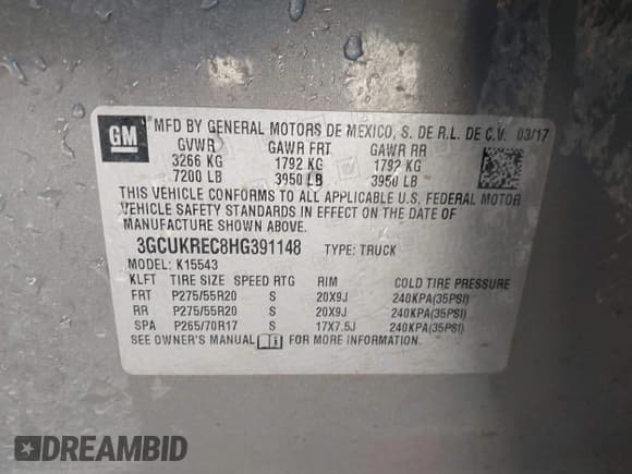 ✅ 2017 Chevrolet Silverado 1500 LT • VIN: 3GCUKREC8HG391148 • Lot: 43299861. Listed on IAAI with 137,132 mi. Free auction sales archive from the USA and detailed vehicle history report at DreamBid. Image 9.