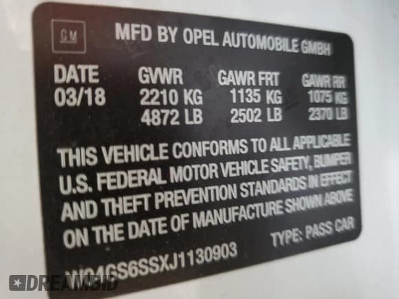 ✅ 2018 Buick Regal GS • VIN: W04GS6SSXJ1130903 • Lot: 55407545. Listed on Copart with 78,096 mi. Free auction sales archive from the USA and detailed vehicle history report at DreamBid. Image 12.