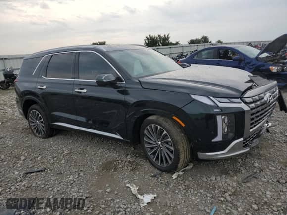 2024 Hyundai Palisade Calligraphy with VIN KM8R7DGE6RU696117, listed as a Copart auction lot 63986934 with 7,561 mi miles and Salvage title. Bid and sale history available at DreamBid. Image 4.