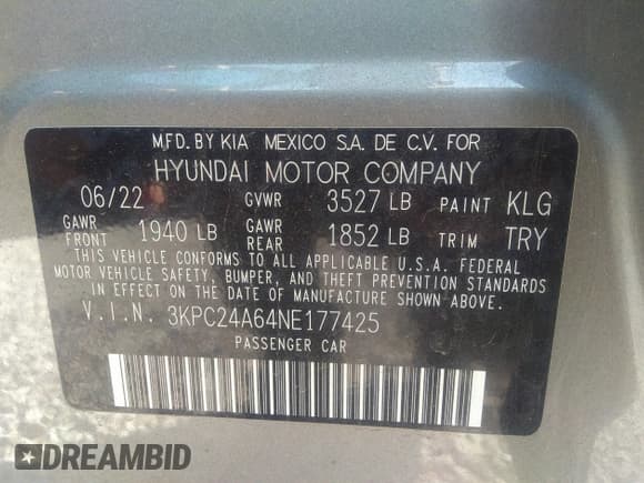 ✅ 2022 Hyundai Accent SE • VIN: 3KPC24A64NE177425 • Lot: 41524391. Wystawiony na IAAI z przebiegiem 10 970 mil. Bezpłatny archiwum sprzedaży aukcyjnych z USA i szczegółowy raport historii pojazdu na DreamBid. Zdjęcie 9.