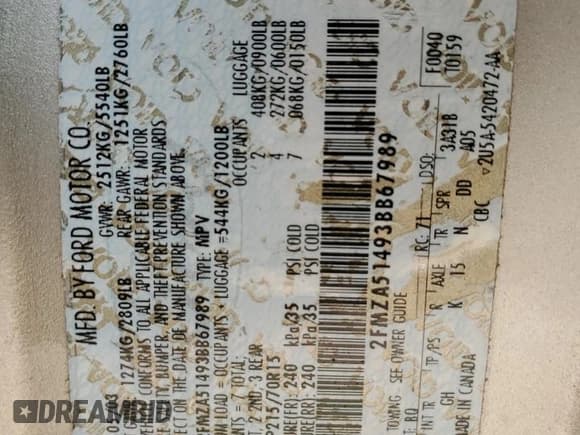 ✅ 2003 Ford Windstar LX • VIN: 2FMZA51493BB67989 • Лот: 78196954. Опубликован ранее на Copart с пробегом Не указан. Бесплатный доступ к архиву аукционных продаж из США и подробный отчёт об истории автомобиля на DreamBid. Изображение 13.