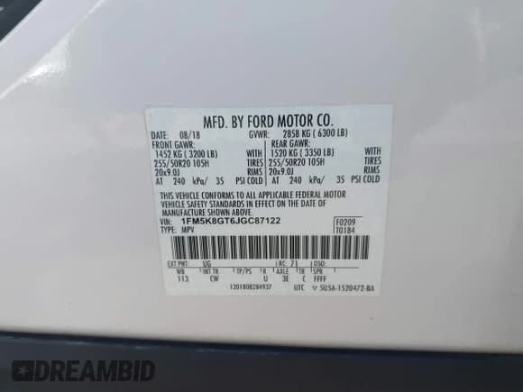 ✅ 2018 Ford Explorer Sport • VIN: 1FM5K8GT6JGC87122 • Lot: 43673299. Wystawiony na IAAI z przebiegiem 118 391 mil. Bezpłatny archiwum sprzedaży aukcyjnych z USA i szczegółowy raport historii pojazdu na DreamBid. Zdjęcie 9.