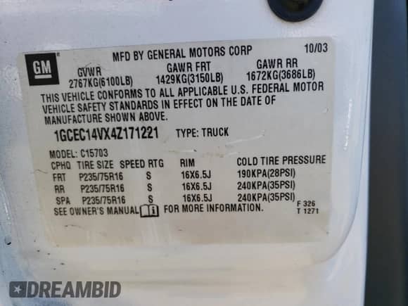 2004 Chevrolet Silverado 1500 LS z VIN 1GCEC14VX4Z171221, wystawiony jako Copart lot #78542024 z przebiegiem 254 153 mil mil oraz Szkoda całkowita • Salvage title. Historia ofert i sprzedaży dostępna na DreamBid. Obrazek 12.