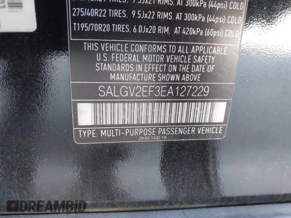 ✅ 2014 Land Rover Range Rover Supercharged Autobiography • VIN: SALGV2EF3EA127229 • Lot: 41336027. Listed on IAAI with 108,081 mi. Free auction sales archive from the USA and detailed vehicle history report at DreamBid. Image 9.