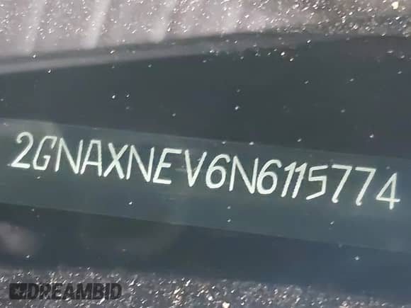 2022 Chevrolet Equinox Premier с VIN 2GNAXNEV6N6115774, выставлен на аукционе IAAI как лот 42971585 с пробегом 45 472 миль миль и . История ставок и продаж доступна на DreamBid. Изображение 9.