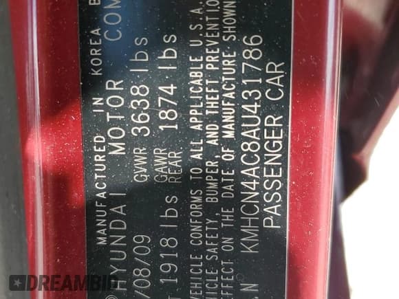 ✅ 2010 Hyundai Accent GLS • VIN: KMHCN4AC8AU431786 • Лот: 68863465. Опубликован ранее на Copart с пробегом Не указан. Бесплатный доступ к архиву аукционных продаж из США и подробный отчёт об истории автомобиля на DreamBid. Изображение 13.