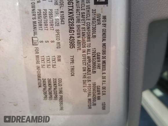 ✅ 2010 GMC Sierra 1500 • VIN: 3GTXKVE28AG143985 • Lot: 67787004. Wystawiony na Copart z przebiegiem Nie podano. Bezpłatny archiwum sprzedaży aukcyjnych z USA i szczegółowy raport historii pojazdu na DreamBid. Zdjęcie 13.