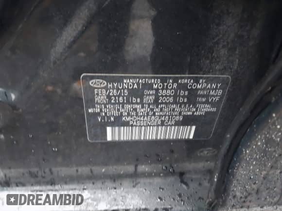 2016 Hyundai Elantra Value Edition with VIN KMHDH4AE8GU481089, listed as a IAAI auction lot 43487593 with 141,701 mi miles and . Bid and sale history available at DreamBid. Image 9.