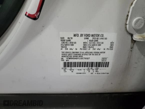 ✅ 2020 Ford Police Interceptor Utility • VIN: 1FM5K8AB1LGC70327 • Lot: 50957985. Wystawiony na Copart z przebiegiem 62 414 mil. Bezpłatny archiwum sprzedaży aukcyjnych z USA i szczegółowy raport historii pojazdu na DreamBid. Zdjęcie 13.