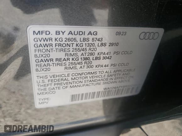✅ 2024 Audi SQ5 Sportback Premium Plus • VIN: WA124AFY8R2021013 • Lot: 55237165. Listed on Copart with 4,677 mi. Free auction sales archive from the USA and detailed vehicle history report at DreamBid. Image 14.