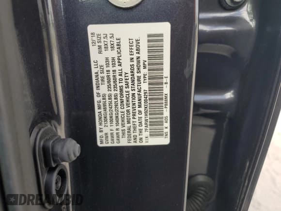 ✅ 2019 Honda CR-V Touring • VIN: 7FARW1H92KE004297 • Лот: 91552195. Опубликован ранее на Copart с пробегом 26 435 миль. Бесплатный доступ к архиву аукционных продаж из США и подробный отчёт об истории автомобиля на DreamBid. Изображение 13.