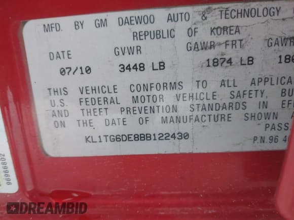 ✅ 2011 Chevrolet Aveo 2LT • VIN: KL1TG6DE8BB122430 • Lot: 41248992. Wystawiony na IAAI z przebiegiem 115 066 mil. Bezpłatny archiwum sprzedaży aukcyjnych z USA i szczegółowy raport historii pojazdu na DreamBid. Zdjęcie 9.