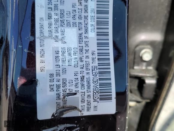 ✅ 2008 Mazda CX-9 Grand Touring • VIN: JM3TB28AX80149759 • Lot: 86595035. Wystawiony na Copart z przebiegiem 128 651 mil. Bezpłatny archiwum sprzedaży aukcyjnych z USA i szczegółowy raport historii pojazdu na DreamBid. Zdjęcie 14.