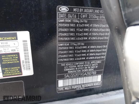 ✅ 2016 Land Rover Range Rover Supercharged • VIN: SALGS2EFXGA292769 • Lot: 43264329. Wystawiony na IAAI z przebiegiem 126 729 mil. Bezpłatny archiwum sprzedaży aukcyjnych z USA i szczegółowy raport historii pojazdu na DreamBid. Zdjęcie 9.