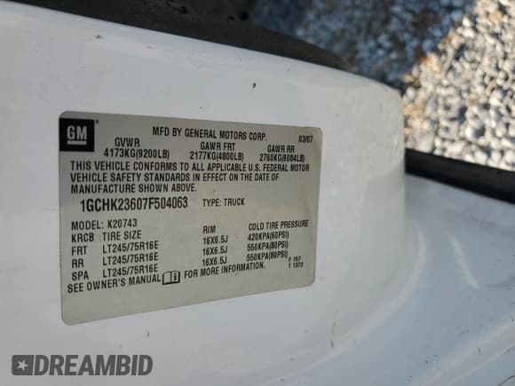 ✅ 2007 Chevrolet Silverado 2500HD 1LT • VIN: 1GCHK23607F504063 • Лот: 80144545. Опубликован ранее на Copart с пробегом Не указан. Бесплатный доступ к архиву аукционных продаж из США и подробный отчёт об истории автомобиля на DreamBid. Изображение 12.