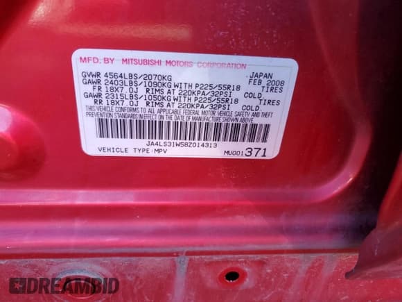 ✅ 2008 Mitsubishi Outlander SE • VIN: JA4LS31W58Z014313 • Лот: 82807804. Опубликован ранее на Copart с пробегом 151 028 миль. Бесплатный доступ к архиву аукционных продаж из США и подробный отчёт об истории автомобиля на DreamBid. Изображение 15.