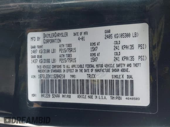 ✅ 2001 Dodge Dakota • VIN: 1B7GL22X11S284210 • Lot: 41630417. Wystawiony na IAAI z przebiegiem 206 484 mil. Bezpłatny archiwum sprzedaży aukcyjnych z USA i szczegółowy raport historii pojazdu na DreamBid. Zdjęcie 9.