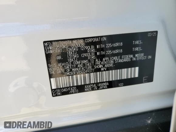 ✅ 2025 Toyota RAV4 SE • VIN: JTMCB3FV8SD249377 • Lot: 62511975. Wystawiony na Copart z przebiegiem 637 mil. Bezpłatny archiwum sprzedaży aukcyjnych z USA i szczegółowy raport historii pojazdu na DreamBid. Zdjęcie 14.