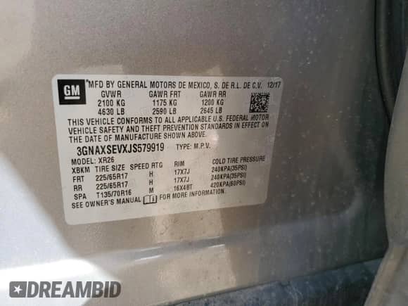 ✅ 2018 Chevrolet Equinox LT • VIN: 3GNAXSEVXJS579919 • Lot: 71256835. Wystawiony na Copart z przebiegiem 119 047 mil. Bezpłatny archiwum sprzedaży aukcyjnych z USA i szczegółowy raport historii pojazdu na DreamBid. Zdjęcie 13.