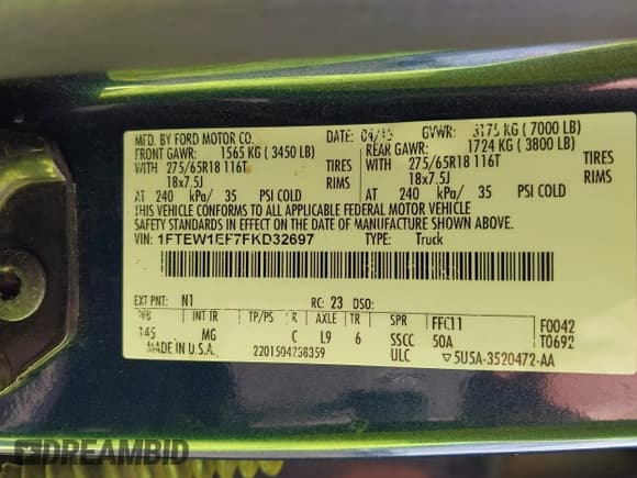 ✅ 2015 Ford F-150 XLT • VIN: 1FTEW1EF7FKD32697 • Лот: 43790689. Опубликован ранее на IAAI с пробегом 190 473 миль. Бесплатный доступ к архиву аукционных продаж из США и подробный отчёт об истории автомобиля на DreamBid. Изображение 9.