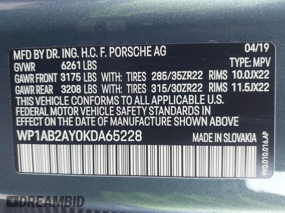 ✅ 2019 Porsche Cayenne S • VIN: WP1AB2AY0KDA65228 • Lot: 43553235. Listed on IAAI with 30,441 mi. Free auction sales archive from the USA and detailed vehicle history report at DreamBid. Image 9.