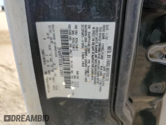 ✅ 2008 Ford Police Interceptor • VIN: 2FAHP71V18X130891 • Lot: 91605205. Listed on Copart with 192,080 mi. Free auction sales archive from the USA and detailed vehicle history report at DreamBid. Image 12.