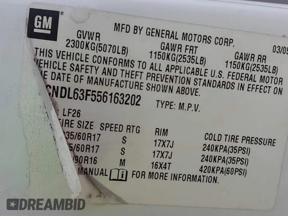 ✅ 2005 Chevrolet Equinox LT • VIN: 2CNDL63F556163202 • Лот: 41579151. Опубликован ранее на IAAI с пробегом 108 813 миль. Бесплатный доступ к архиву аукционных продаж из США и подробный отчёт об истории автомобиля на DreamBid. Изображение 9.