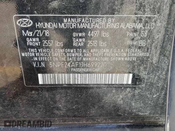 ✅ 2018 Hyundai Sonata SE • VIN: 5NPE24AF1JH699220 • Лот: 84283485. Опубликован ранее на Copart с пробегом 160 569 миль. Бесплатный доступ к архиву аукционных продаж из США и подробный отчёт об истории автомобиля на DreamBid. Изображение 13.