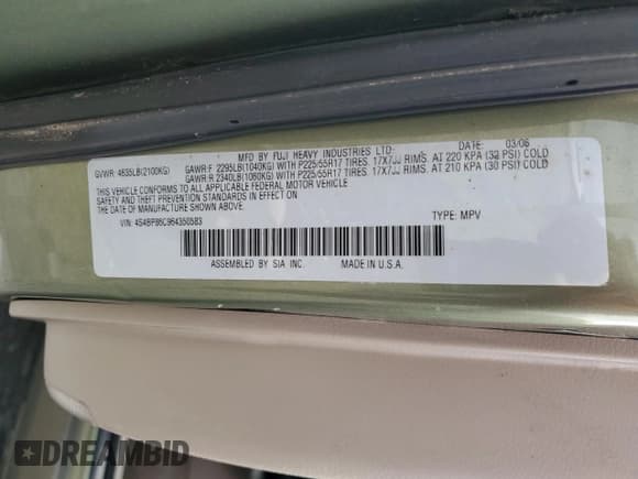 ✅ 2006 Subaru Legacy Outback L.L. Bean • VIN: 4S4BP86C964350583 • Лот: 57332105. Опубликован ранее на Copart с пробегом 112 528 миль. Бесплатный доступ к архиву аукционных продаж из США и подробный отчёт об истории автомобиля на DreamBid. Изображение 12.