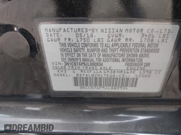 ✅ 2018 Nissan Versa SV • VIN: 3N1CN7AP9JL880934 • Lot: 43332208. Listed on IAAI with 28,434 mi. Free auction sales archive from the USA and detailed vehicle history report at DreamBid. Image 9.