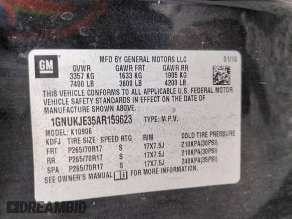 2010 Chevrolet Suburban LT z VIN 1GNUKJE35AR159623, wystawiony jako Copart lot #65005465 z przebiegiem 248 278 mil mil oraz Szkoda całkowita • Salvage title. Historia ofert i sprzedaży dostępna na DreamBid. Obrazek 12.