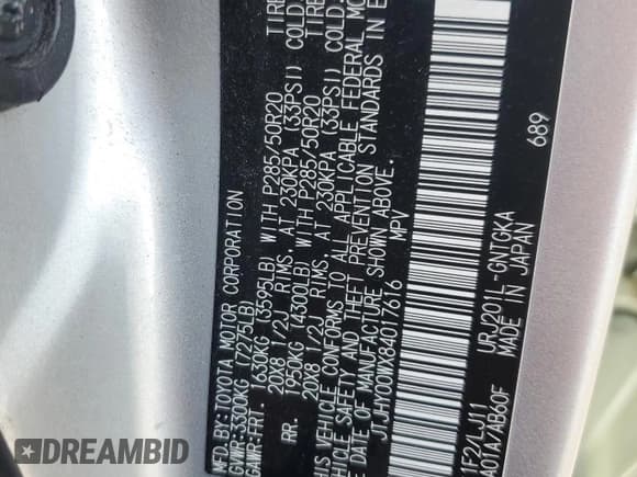 ✅ 2008 Lexus LX 570 • VIN: JTJHY00WX84017616 • Lot: 84180865. Wystawiony na Copart z przebiegiem 171 923 mil. Bezpłatny archiwum sprzedaży aukcyjnych z USA i szczegółowy raport historii pojazdu na DreamBid. Zdjęcie 13.