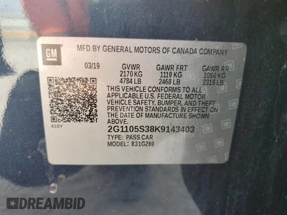 ✅ 2019 Chevrolet Impala Premier • VIN: 2G1105S38K9143403 • Лот: 76687584. Опубликован ранее на Copart с пробегом 137 799 миль. Бесплатный доступ к архиву аукционных продаж из США и подробный отчёт об истории автомобиля на DreamBid. Изображение 12.