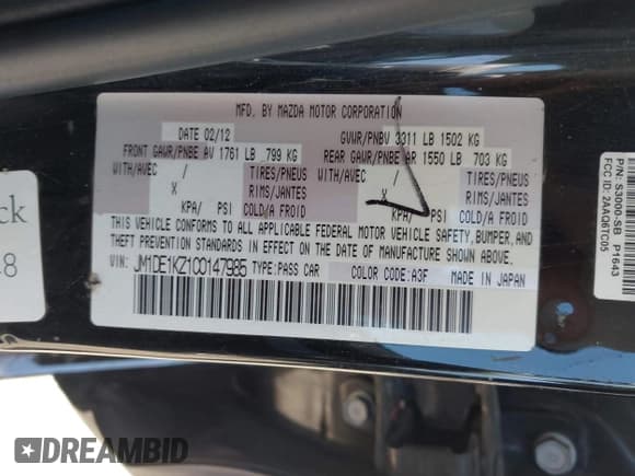 ✅ 2012 Mazda 2 Sport • VIN: JM1DE1KZ1C0147985 • Lot: 43607614. Listed on IAAI with 104,265 mi. Free auction sales archive from the USA and detailed vehicle history report at DreamBid. Image 9.