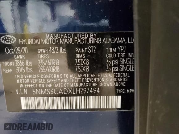 ✅ 2020 Hyundai Santa Fe SEL • VIN: 5NMS3CADXLH297494 • Lot: 47779454. Wystawiony na Copart z przebiegiem 23 495 mil. Bezpłatny archiwum sprzedaży aukcyjnych z USA i szczegółowy raport historii pojazdu na DreamBid. Zdjęcie 12.
