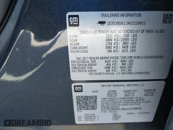 ✅ 2022 GMC Sierra 1500 SLT • VIN: 1GTU9DELONZ219903 • Lot: 40140320. Listed on IAAI with 57,019 mi. Free auction sales archive from the USA and detailed vehicle history report at DreamBid. Image 9.