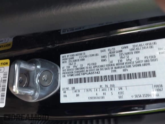 ✅ 2023 Ford Escape PHEV • VIN: 1FMCU0E18PUA05142 • Лот: 41697086. Опубликован ранее на IAAI с пробегом Не указан. Бесплатный доступ к архиву аукционных продаж из США и подробный отчёт об истории автомобиля на DreamBid. Изображение 9.