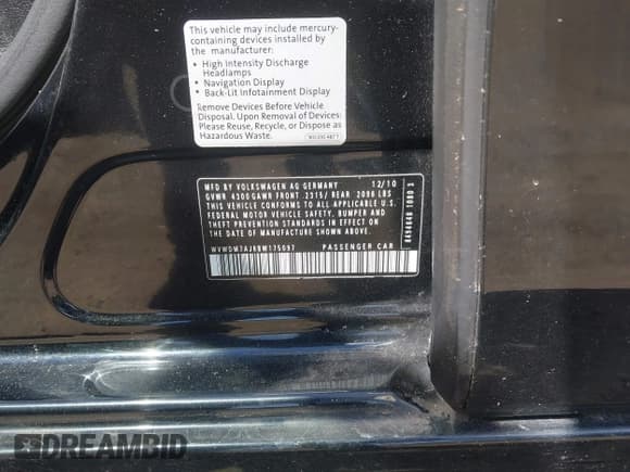 ✅ 2011 Volkswagen Golf TDI • VIN: WVWDM7AJ6BW175097 • Lot: 43005441. Wystawiony na IAAI z przebiegiem Nie podano. Bezpłatny archiwum sprzedaży aukcyjnych z USA i szczegółowy raport historii pojazdu na DreamBid. Zdjęcie 9.