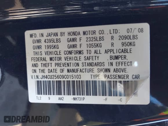 ✅ 2009 Acura TSX • VIN: JH4CU25609C015103 • Lot: 43606158. Listed on IAAI with 178,511 mi. Free auction sales archive from the USA and detailed vehicle history report at DreamBid. Image 9.