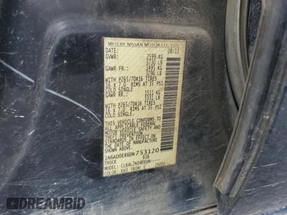 ✅ 2013 Nissan Frontier SL • VIN: 1N6AD0ER6DN753120 • Lot: 63363385. Listed on Copart with Not provided. Free auction sales archive from the USA and detailed vehicle history report at DreamBid. Image 12.