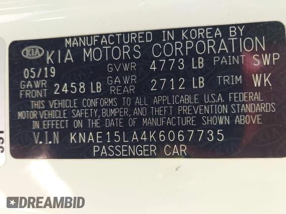 ✅ 2019 Kia Stinger • VIN: KNAE15LA4K6067735 • Лот: 43464465. Опубликован ранее на IAAI с пробегом 97 392 миль. Бесплатный доступ к архиву аукционных продаж из США и подробный отчёт об истории автомобиля на DreamBid. Изображение 9.