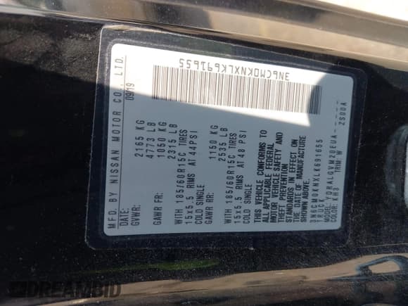 ✅ 2020 Nissan NV200 SV • VIN: 3N6CM0KNXLK691655 • Lot: 43218876. Listed on IAAI with 135,079 mi. Free auction sales archive from the USA and detailed vehicle history report at DreamBid. Image 9.