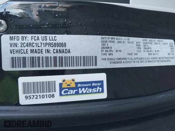 ✅ 2023 Chrysler Pacifica Hybrid Touring L • VIN: 2C4RC1L71PR589069 • Lot: 43541878. Listed on IAAI with 79,343 mi. Free auction sales archive from the USA and detailed vehicle history report at DreamBid. Image 9.