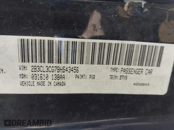 ✅ 2011 Dodge Charger SE • VIN: 2B3CL3CG7BH543456 • Lot: 43564200. Listed on IAAI with 161,728 mi. Free auction sales archive from the USA and detailed vehicle history report at DreamBid. Image 9.