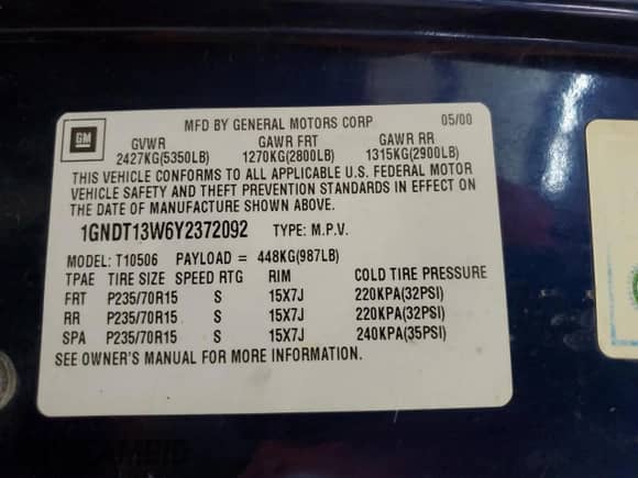 2000 Chevrolet Blazer LT with VIN 1GNDT13W6Y2372092, listed as a Copart auction lot 85784644 with 128,379 mi miles and Salvage title. Bid and sale history available at DreamBid. Image 15.