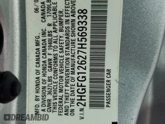 ✅ 2007 Honda Civic LX • VIN: 2HGFG12627H569338 • Lot: 82675465. Listed on Copart with 181,790 mi. Free auction sales archive from the USA and detailed vehicle history report at DreamBid. Image 12.