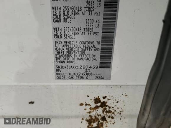 2024 Nissan Pathfinder SV with VIN 5N1DR3BAXRC297459, listed as a Copart auction lot 90979305 with 32,984 mi miles and Clean title. Bid and sale history available at DreamBid. Image 13.