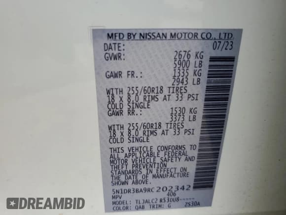 ✅ 2024 Nissan Pathfinder SV • VIN: 5N1DR3BA9RC202342 • Lot: 59607885. Listed on Copart with 16,277 mi. Free auction sales archive from the USA and detailed vehicle history report at DreamBid. Image 14.