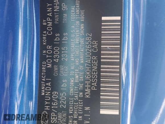 2010 Hyundai Genesis Coupe Track with VIN KMHHU6KH7AU026582, listed as a Copart auction lot 63396555 with 53,423 mi miles and Salvage title. Bid and sale history available at DreamBid. Image 12.