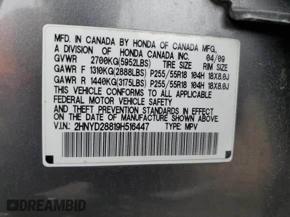 ✅ 2009 Acura MDX Sport • VIN: 2HNYD28819H516447 • Лот: 51690005. Опубликован ранее на Copart с пробегом 183 850 миль. Бесплатный доступ к архиву аукционных продаж из США и подробный отчёт об истории автомобиля на DreamBid. Изображение 13.